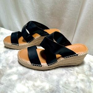 New Nordstrom Rack Cressida Platform Wedge Espadrille Sandals Black Size 11
